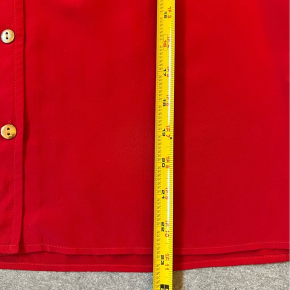 Amanda Uprichard 100% Silk Red Rolled Sleeve Button Up Lightweight Blouse Large - Picture 7 of 7